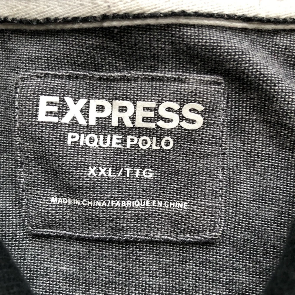 Express Pique Polo Gray Shirt Men’s Size XXL Short Sleeves Button-Up Casual-Fit